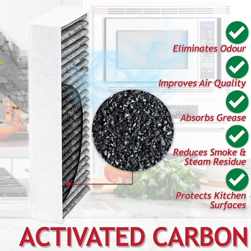 image 1 of SPARES2GO Activated Carbon Filter for Neff T48PC7BX2 T48TD7BN2 T58PL6EX2 T58TL6EN2 Cooker Hood (Pack of 8 Filters)
