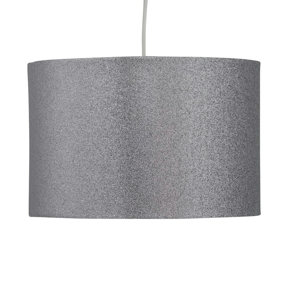image 1 of Silvery Grey Glitter 30cm Pendant Lightshade Grey
