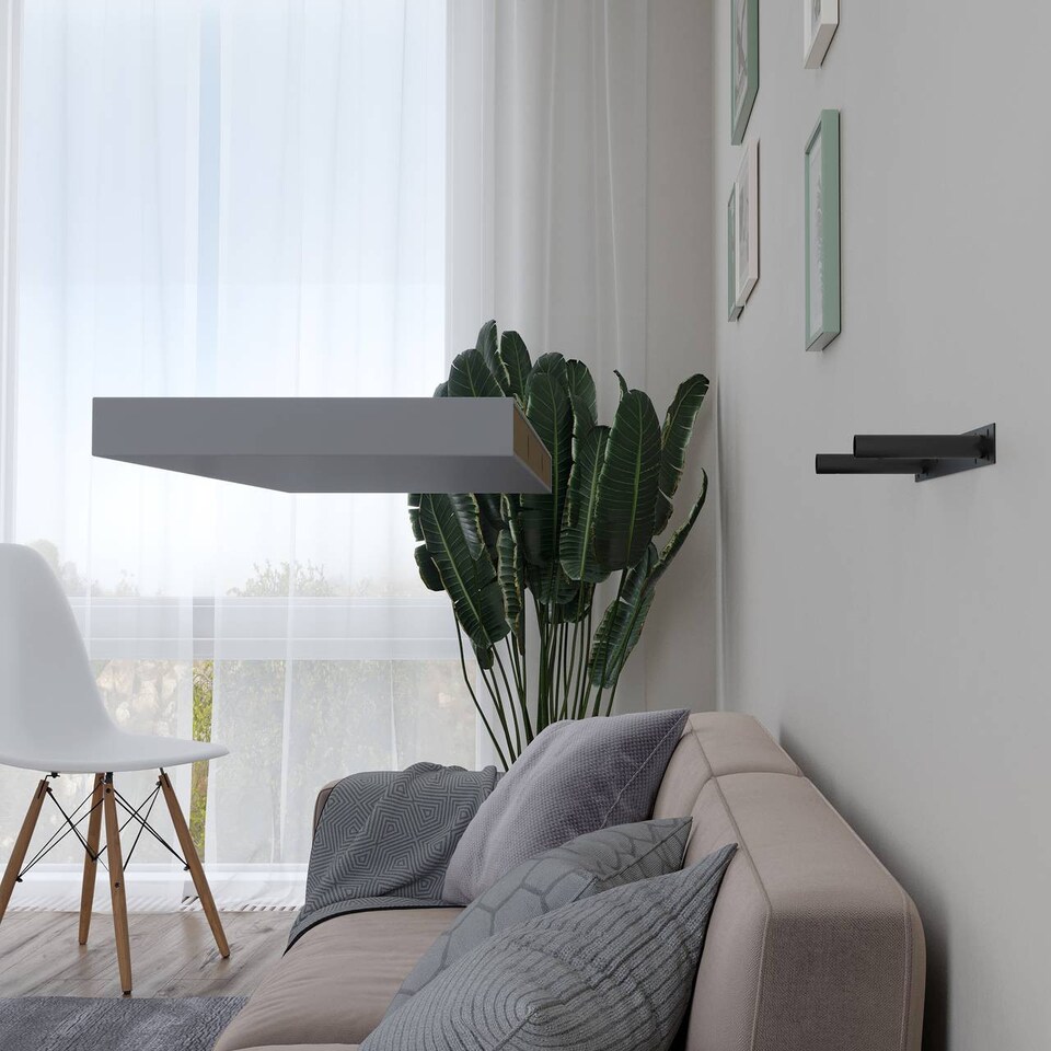 image 1 of Floating Wooden Wall Shelves - 90x23.5cm | Grey | Grey & Set of 2 | 2