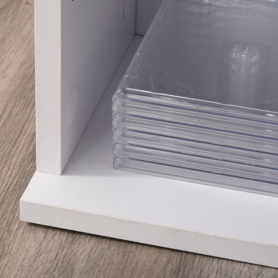 image 1 of HOMCOM 204 CD Media Display Shelf Unit Set of 2 Blu-Ray Tower Rack w  Adjustable Shelves Bookcase Storage Organiser, White