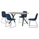 image 1 of Athens Dining Set with 4 Lukas Velvet Chairs Blue | Concrete Effect/Sapphire Blue