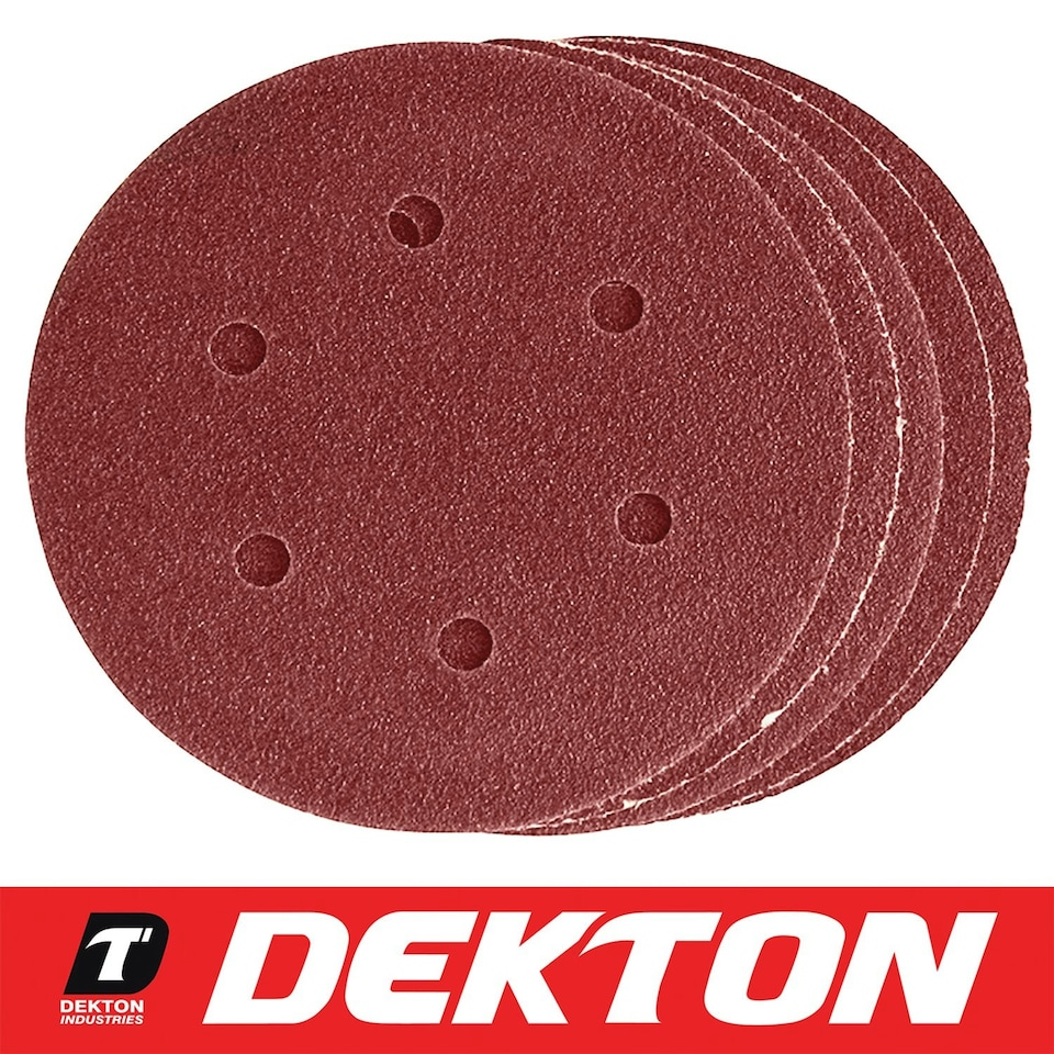 image 1 of Dekton 5pc Hook And Loop Orbital Sanding Discs 150mm/Coarse - 40 Grit