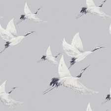 Sample of Soaring Cranes Wallpaper in grey | Grey | Grey