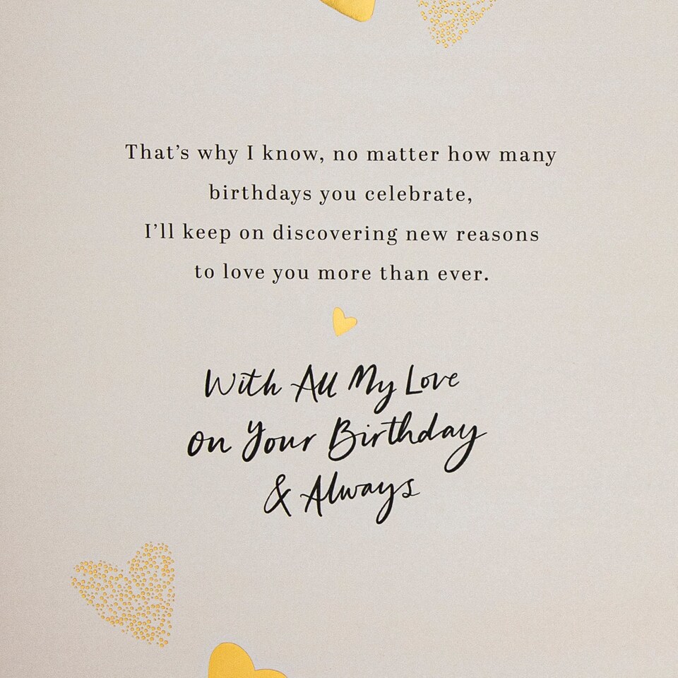 image 1 of Hallmark Birthday Card For Wife - Gold foil Hearts Design And Heartfelt Verse