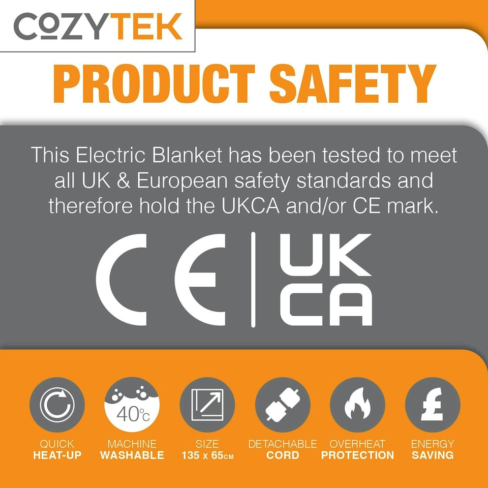 image 1 of Cozytek Single Electric Under Blanket Heated Fitted Mattress Bed Cover