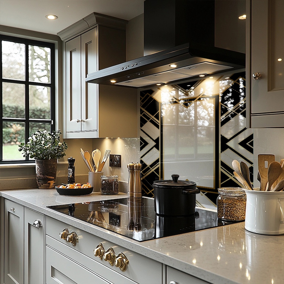 image 1 of Art Deco Frame Splash Back | White