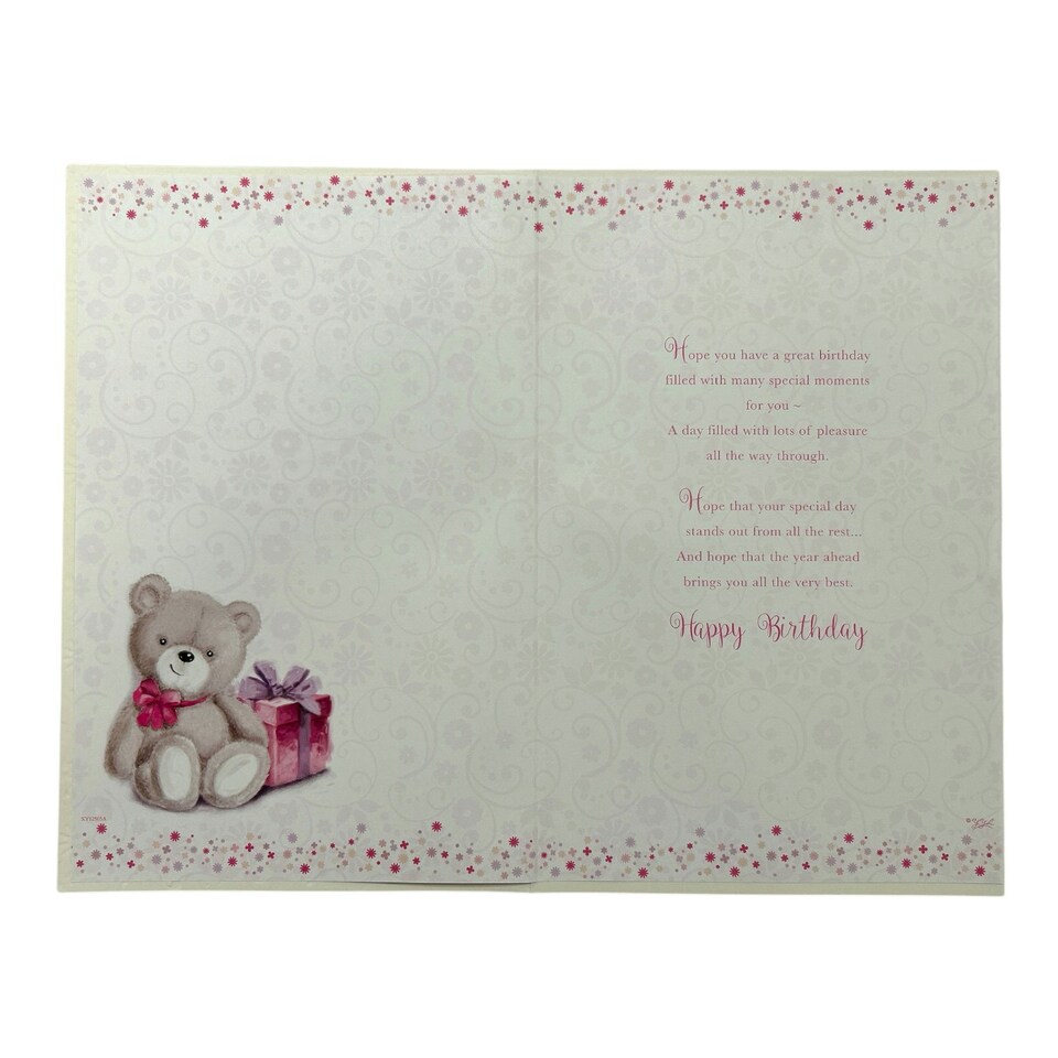 image 1 of Age 18 Female Cute Teddy with Gift Design Birthday Card