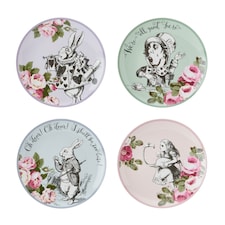 Mikasa Alice in Wonderland Side Plate Set Bone China 21cm Set of 4 | Multi