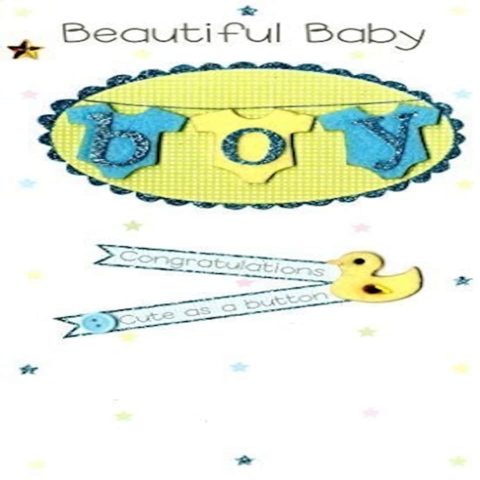 image 1 of A Beautiful Baby Boy Luxury Champagne Greeting Card Hand-Finished Cards