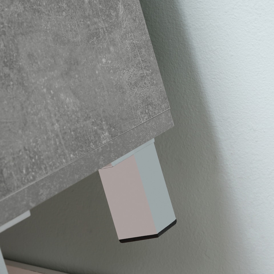 image 1 of kleankin Under Sink Cabinet, Bathroom Vanity Unit, Storage Cupboard with Adjustable Shelves, White and Grey | White | White, Grey