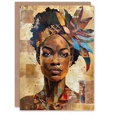 African Woman Traditional Headdress Portrait Her Birthday Card