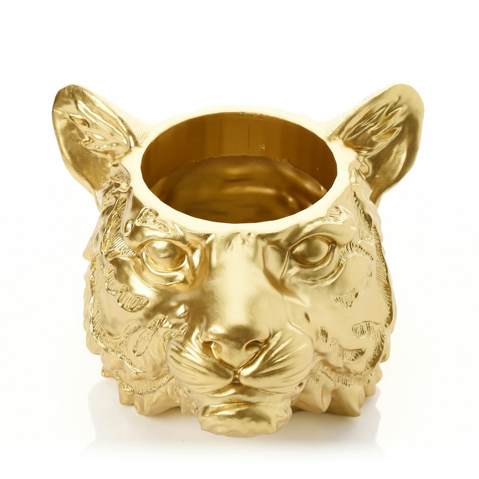 image 1 of Gold Finish Tiger Planter Gold