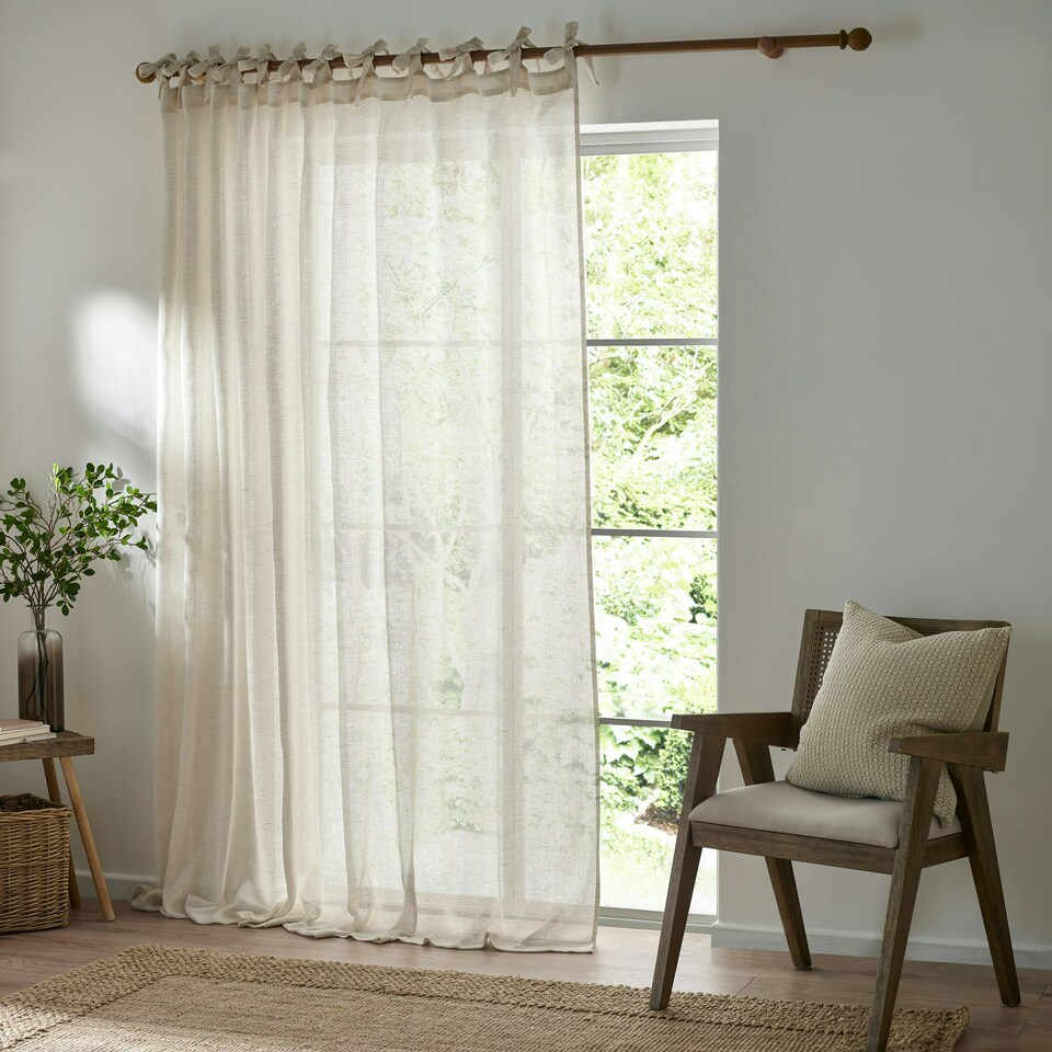 image 1 of Yard Nimbus Sheer Natural Tie Top Curtain Panel 290 x 250 cm Multi