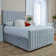 Sophia Divan Ottoman with matching Footboard Plush Single Bed Frame - Silver