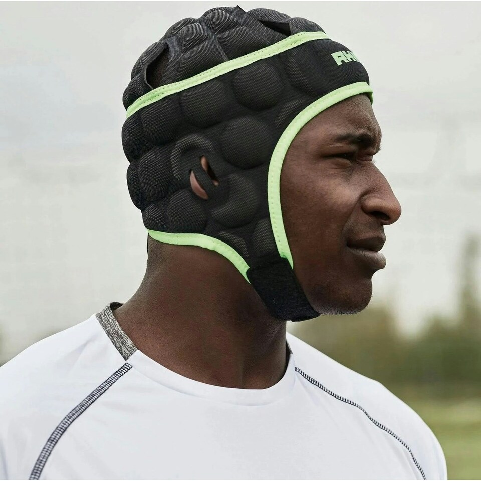 image 1 of Rhino Unisex Adult Senator Rugby Headguard - Black/Green - S