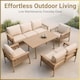 image 10 of Aluminium Garden Furniture Set 7 Seater Beige Outdoor Patio Sofa Set - Poly Rattan Rope Loveseat, Armchairs, Dining Table, Thick Cushions for Lounge Conservatory Balcony Seating