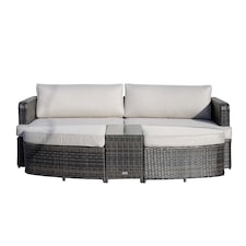 Direct Wicker Outdoor Garden Rattan Sun Lounger with Coffee Table