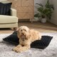 image 1 of OHS Ribbed Fleece Rectangular Soft Warm Cosy Plump Plush Pet Dog Cat Cushion Bed, 80x60cm Black | L