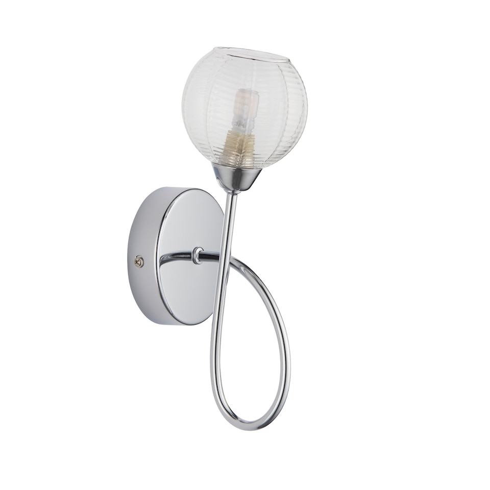 image 1 of Tatton - Chrome with Ribbed Glass Wall Lamp
