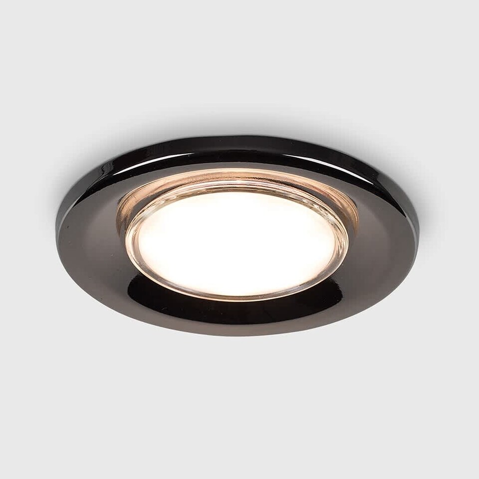 image 1 of ValueLights Downlight Fire Rated Black Chrome Ceiling Light Fitting Single Pack