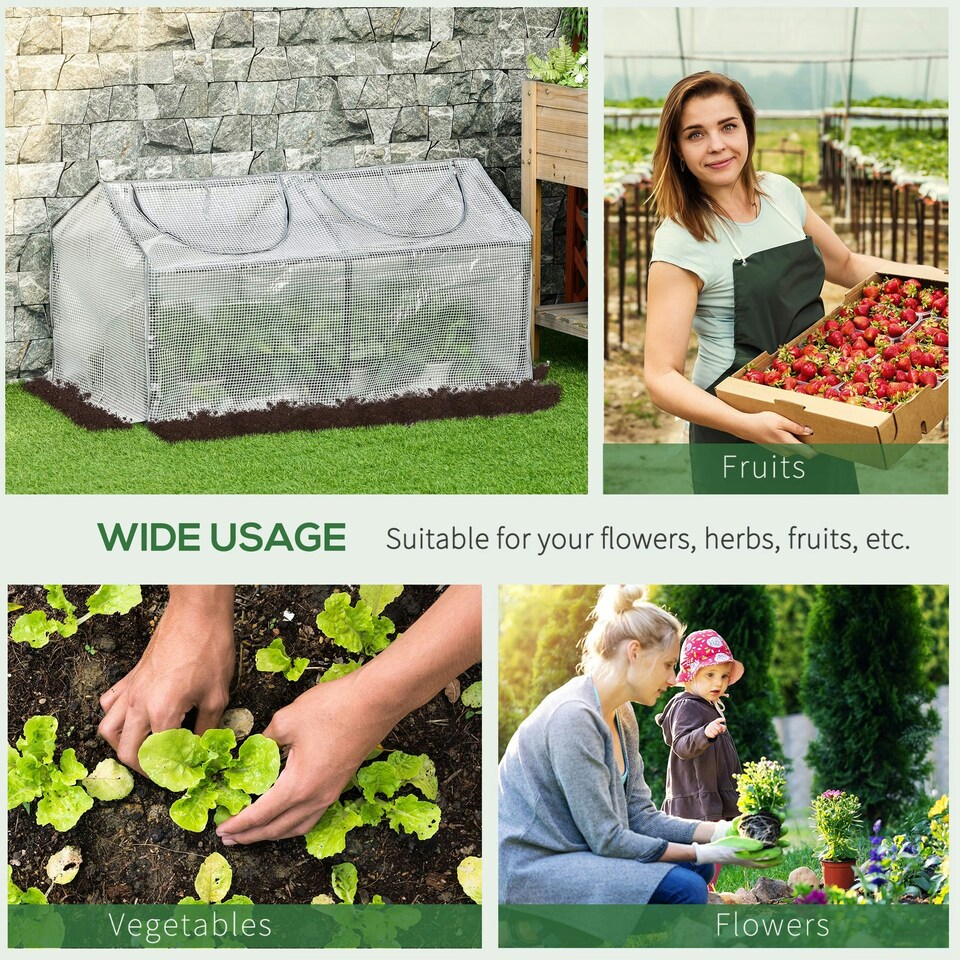 image 1 of Outsunny Greenhouse Plants Foil Tomato Vegetable House W/ 2 Windows White