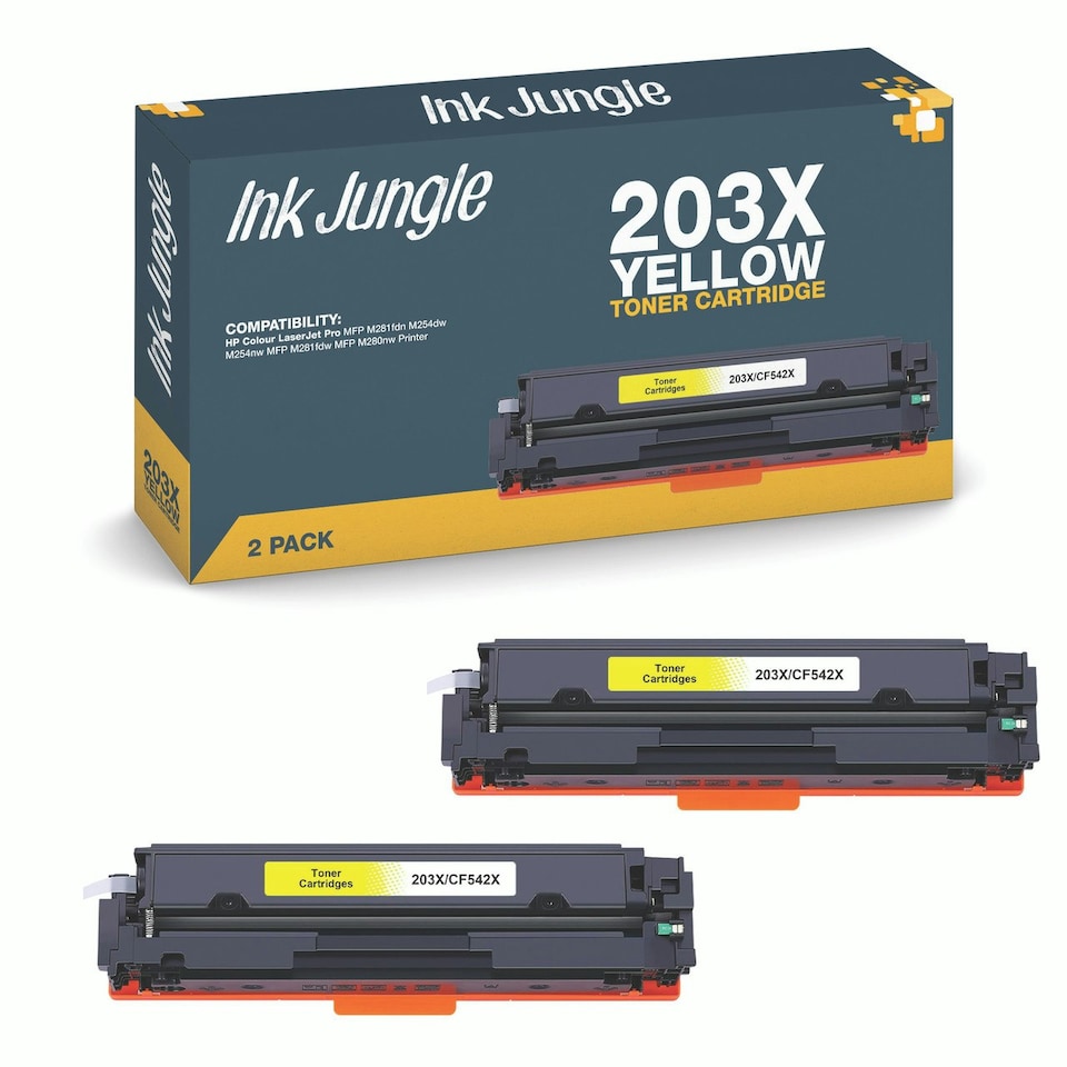 image 1 of 2x Compatible HP 203X Yellow Toner Cartridges Yellow