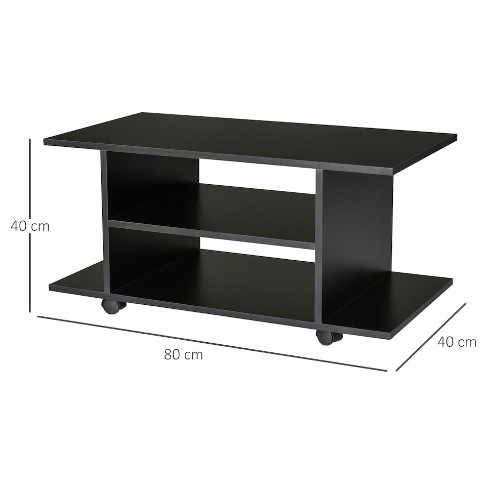 image 1 of HOMCOM Modern TV Cabinet Stand Storage Shelves Table Mobile Black