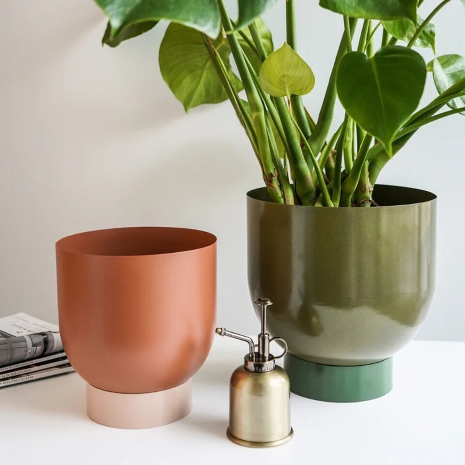image 1 of Austin Dual Metal Planters (Set of 2) - Mild Steel - Rhubarb | Brown