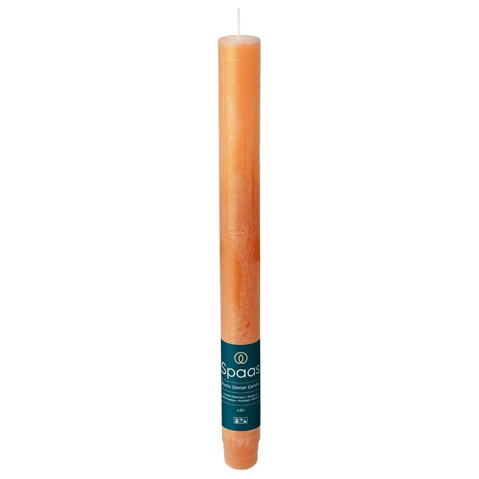 image 1 of Spaas Pack of 12 Rustic Unscented Dinner Candles 25cm - Orange Orange | One Size
