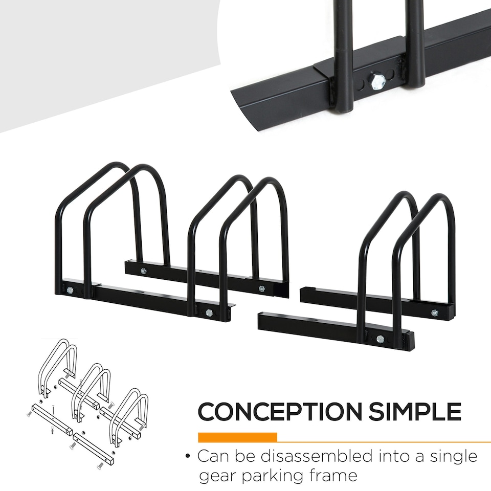 image 1 of HOMCOM Bike Parking Rack Bicycle Locking Storage Stand for 3 Cycling