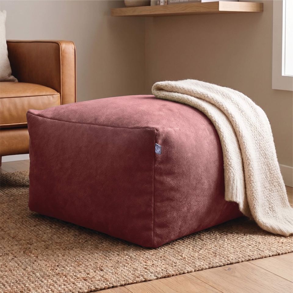 image 1 of rucomfy Indoor Large Ottoman Pouffe - Plush Velora Bean Bag Footstool