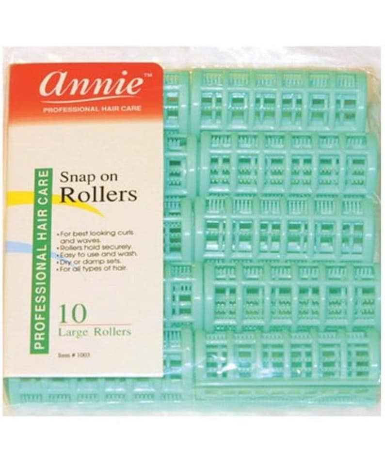 image 1 of Annie Snap-On Rollers Size Large 7/8" 10 Count Green 1003 10 Large Rollers / Green