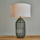 image 2 of ValueLights Hollins Painted Black Table Lamp with Medium White Drum Shade and LED Bulb