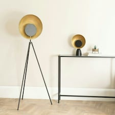 ValueLights Saffy Matt Black Metal Integrated LED Metallic Shade Table Lamp