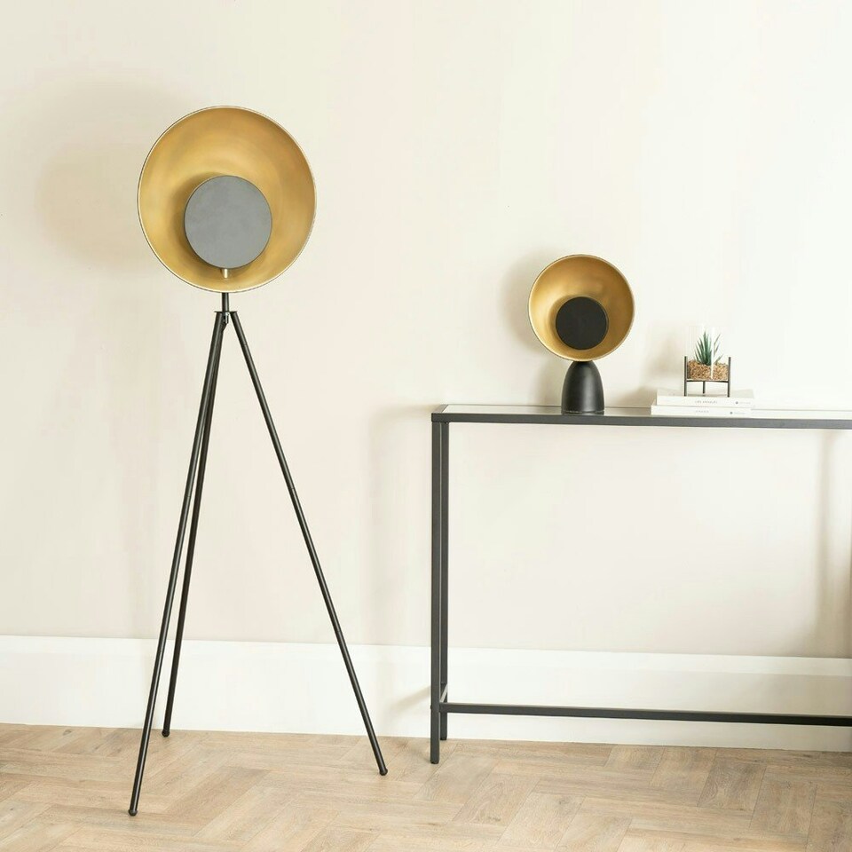 image 1 of ValueLights Saffy Matt Black Metal Integrated LED Metallic Shade Table Lamp