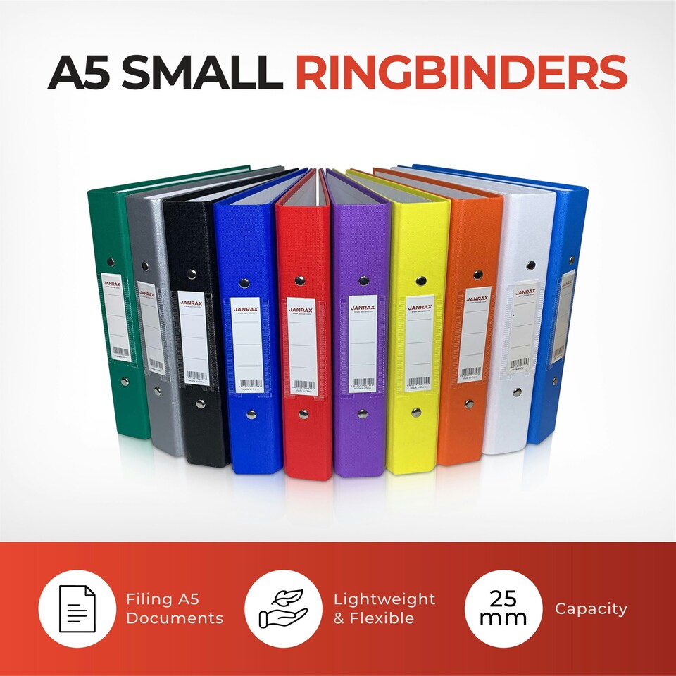 image 1 of Pack of 20 A5 Purple Paper Over Board Ring Binders by Janrax | Purple | 20