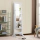 image 4 of COSTWAY Freestanding Jewelry Cabinet Lockable Armoire w/Mirror White