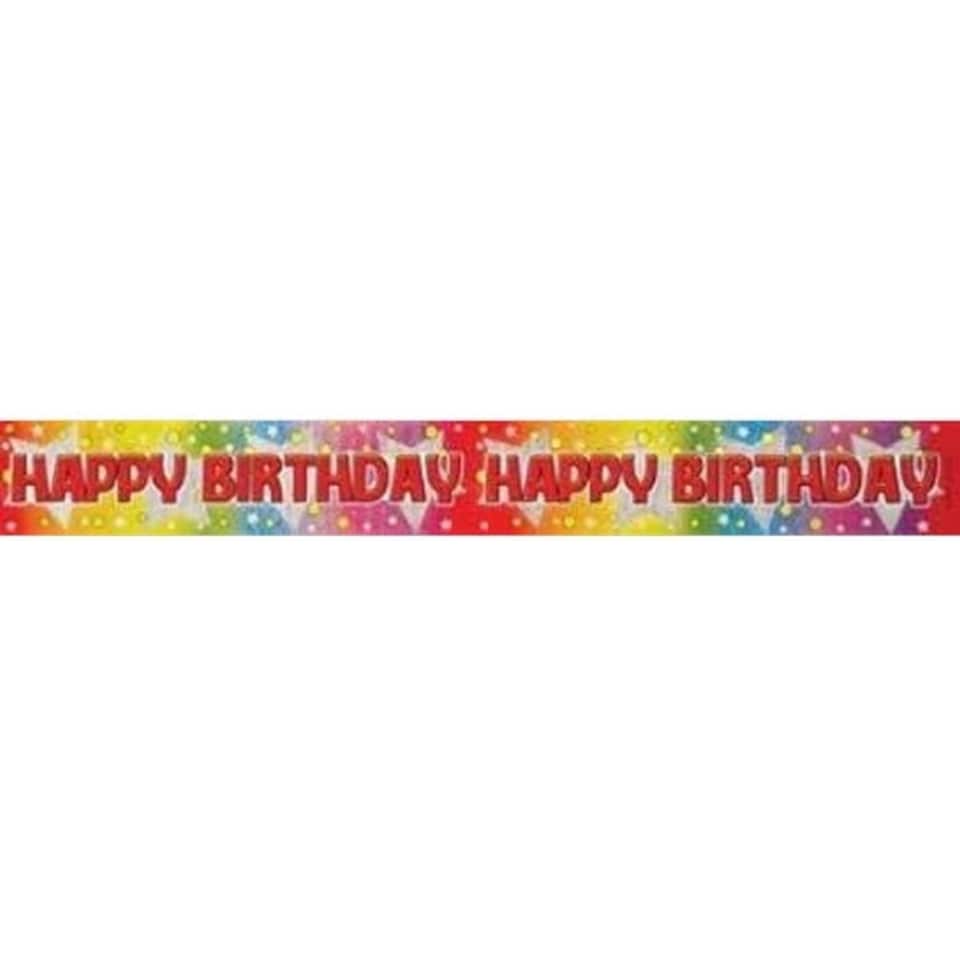 Plastic Stars Happy Birthday Banner - Multicoloured - One Size