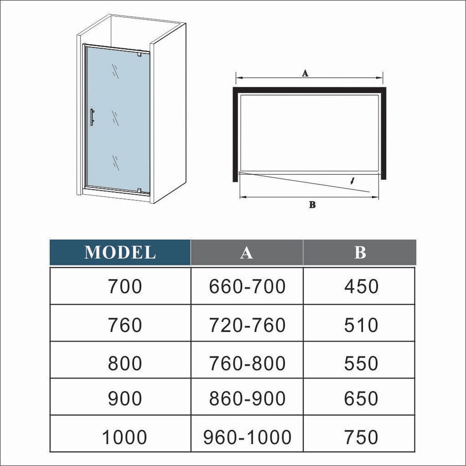 image 1 of Aica Bathrooms 900x1850mm Chrome Frame Pivot Door Shower Enclosure Glass Screen Cubicle | Chrome
