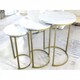 image 4 of Set Of 3 Gold Nesting Tables With Faux Marble Top White