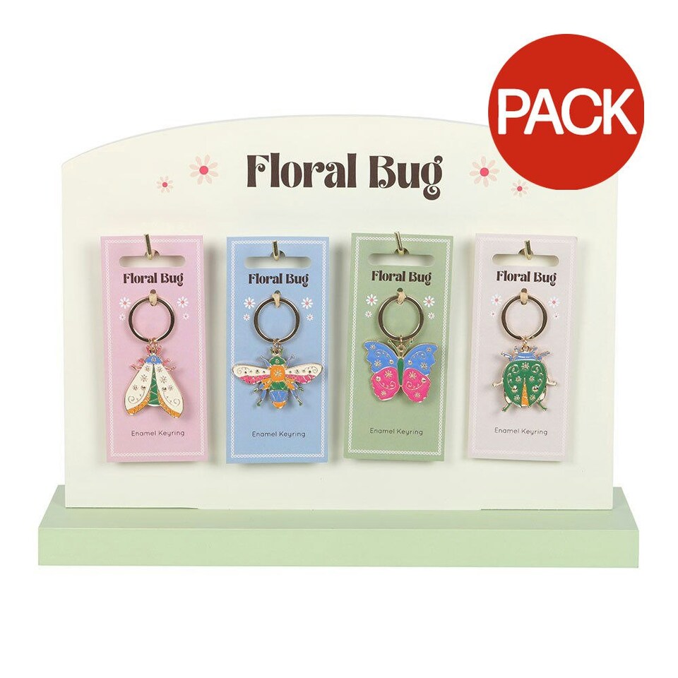 image 1 of Something Different Floral Bug Keyring Set (Pack of 24) - Multicoloured - One Size