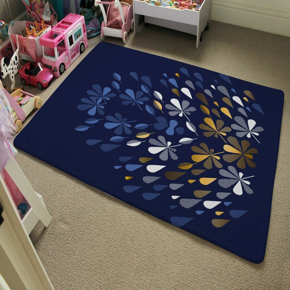image 1 of Autumn print (Rug) Blue | XL: 160x230cm