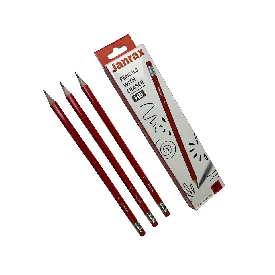 image 1 of Pack of 12 Janrax HB Pencils with Erasers
