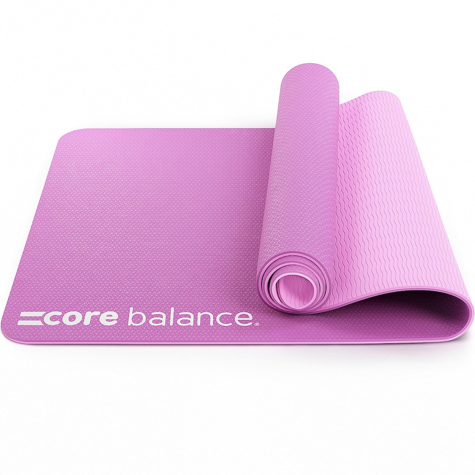 image 1 of TPE Yoga Mat with Strap (6mm Thick) - Pink