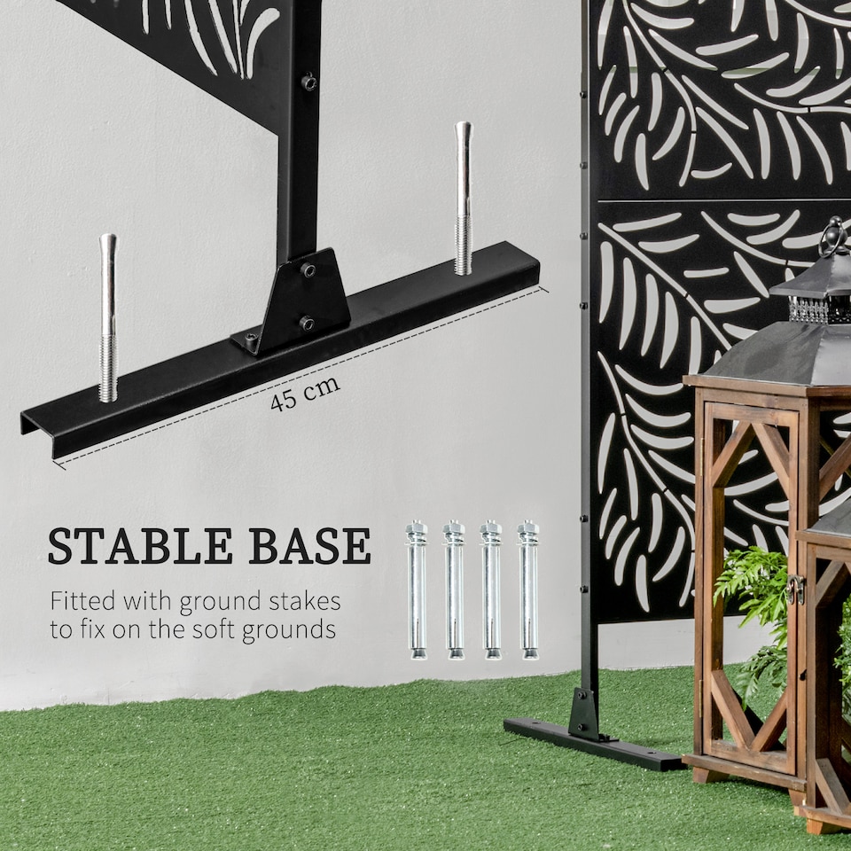 image 1 of Outsunny 6.5FT Metal Outdoor Privacy Screen Panel w Stand and Screws