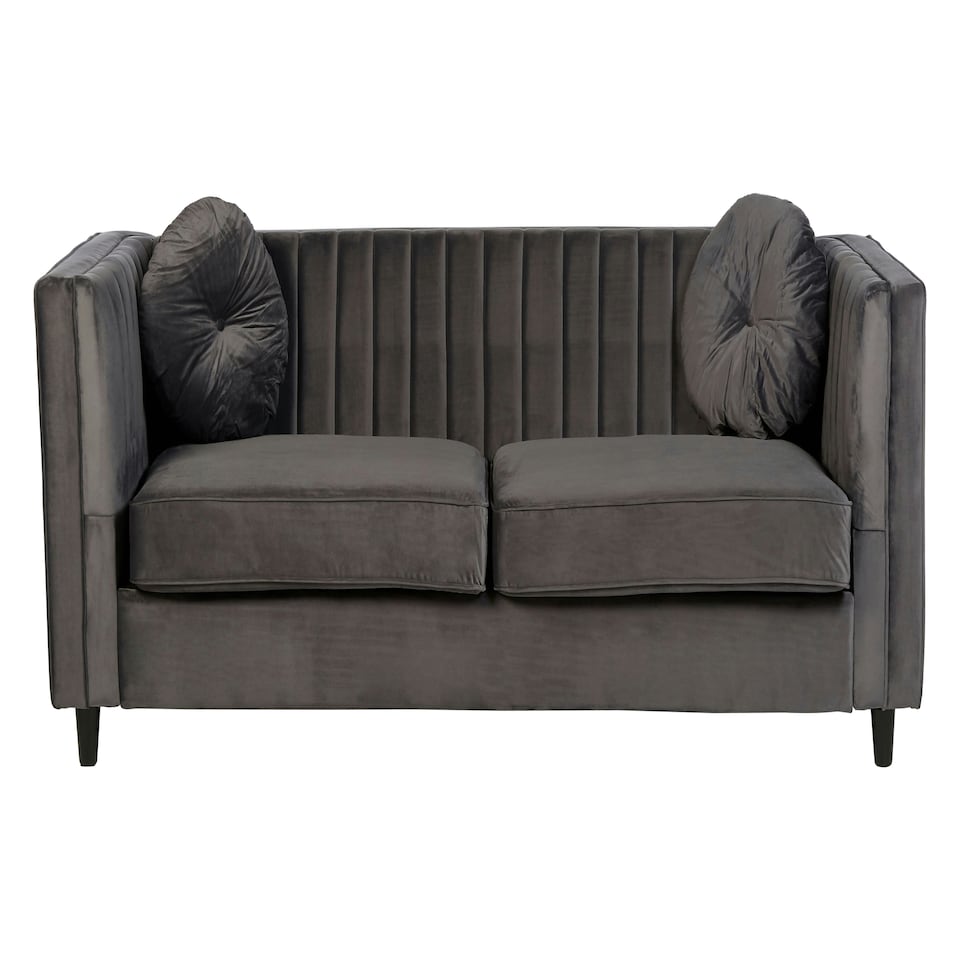 image 1 of Farah Three Seat Grey Velvet Sofa Grey