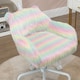 image 7 of Vinsetto Fluffy Desk Chair with Arms, Faux Fur Home Office Chair, Unicorn Swivel Chair with Adjustable Height and Wheels, Colourful
