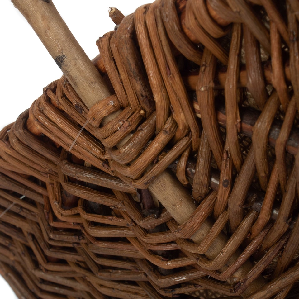 image 1 of Large Rectangular Unpeeled Willow Garden Trug With Hessian Lining | Brown | Brown | Large