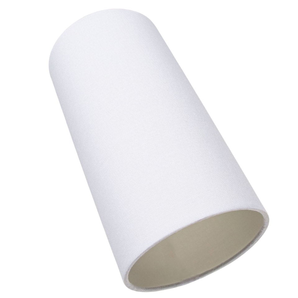 image 1 of Contemporary and Stylish White Linen Fabric Tall Cylindrical 25cm Lampshade | White | White | 1