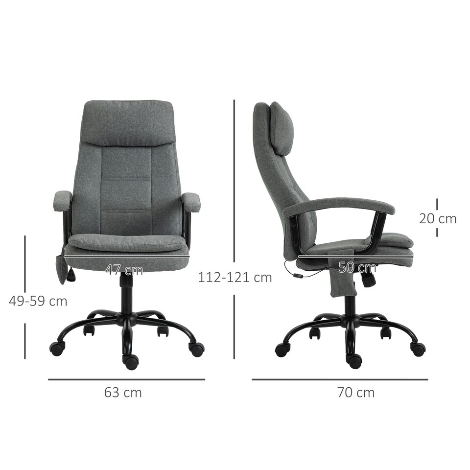 image 1 of Vinsetto Massage Office Chair Linen Computer Chair with Adjustable Height Grey